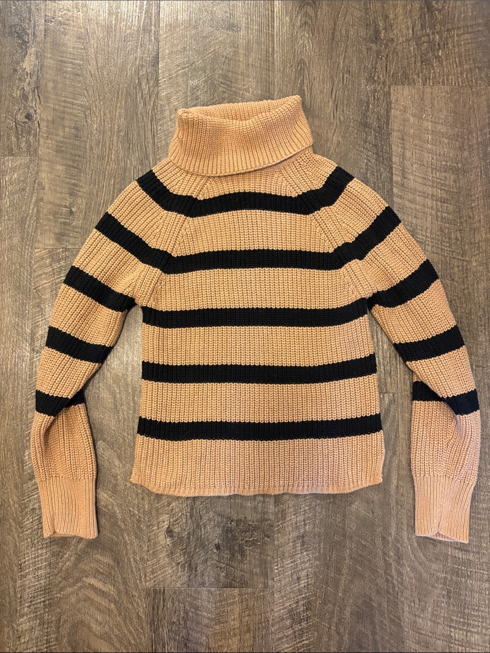 Alex Mill Peach and Black Striped Turtleneck